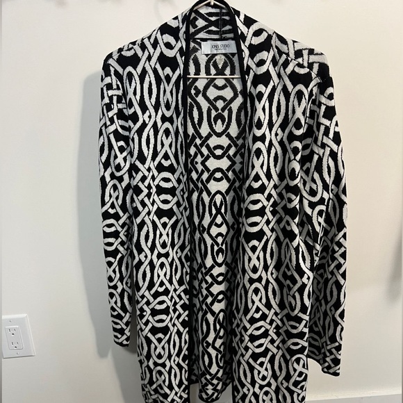 Jones Studio black And White Print Open Cardigan size medium - Picture 1 of 4